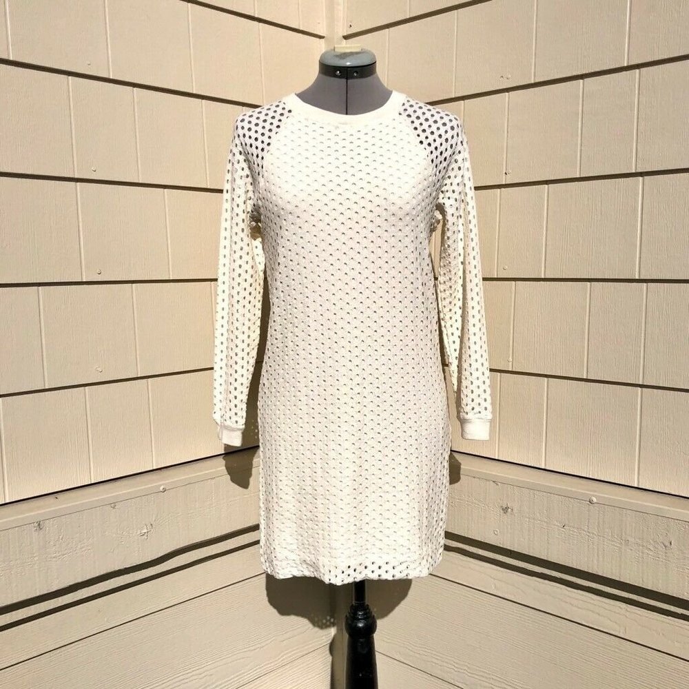 Monrow Holy Knit Perforated Mini Dress Ivory